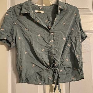 Copper Key cactus cropped button up